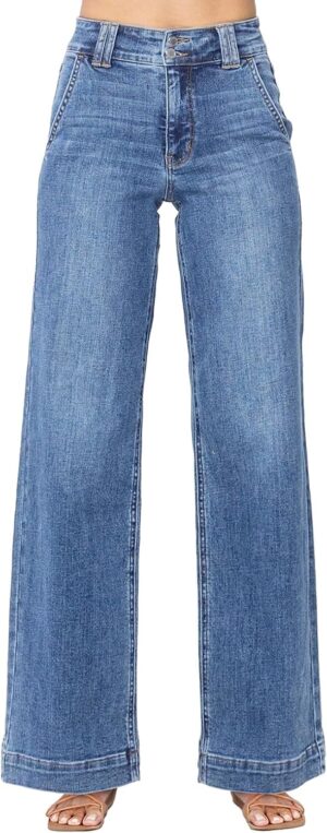 Astylish Jeans for Women Wide Leg High Waisted Stretchy Straight Leg Jean Baggy Trendy Denim Pants with Slanted Pockets