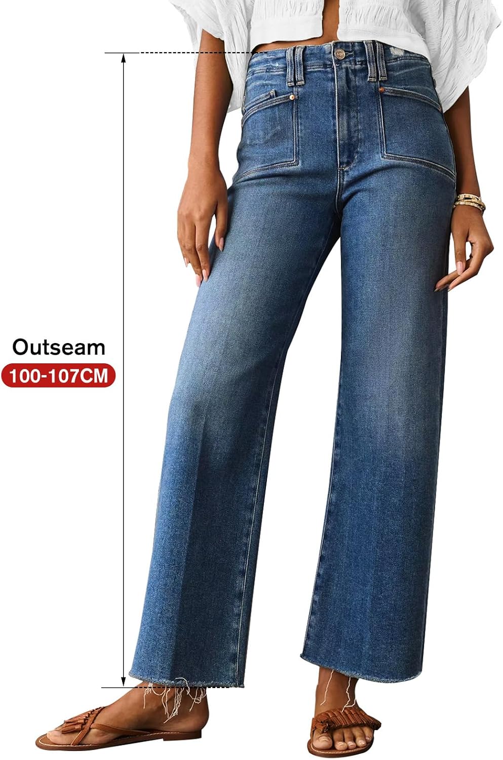 Jeans for Women Wide Leg Baggy High Waist Boyfriends Straight Leg Stretchy Denim Pants Trendy Fall - Image 2